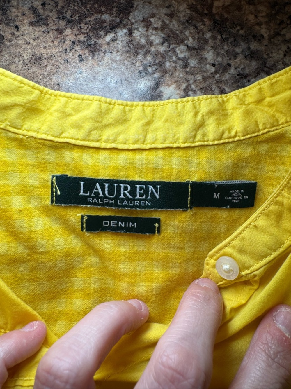 Ralph Lauren Yellow Button-Front Denim Top - Picture 5 of 6